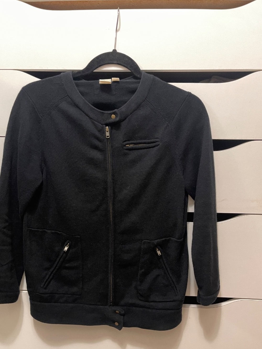 Yellow Bird Anthropologie black biker style jersey knit jacket cotton small